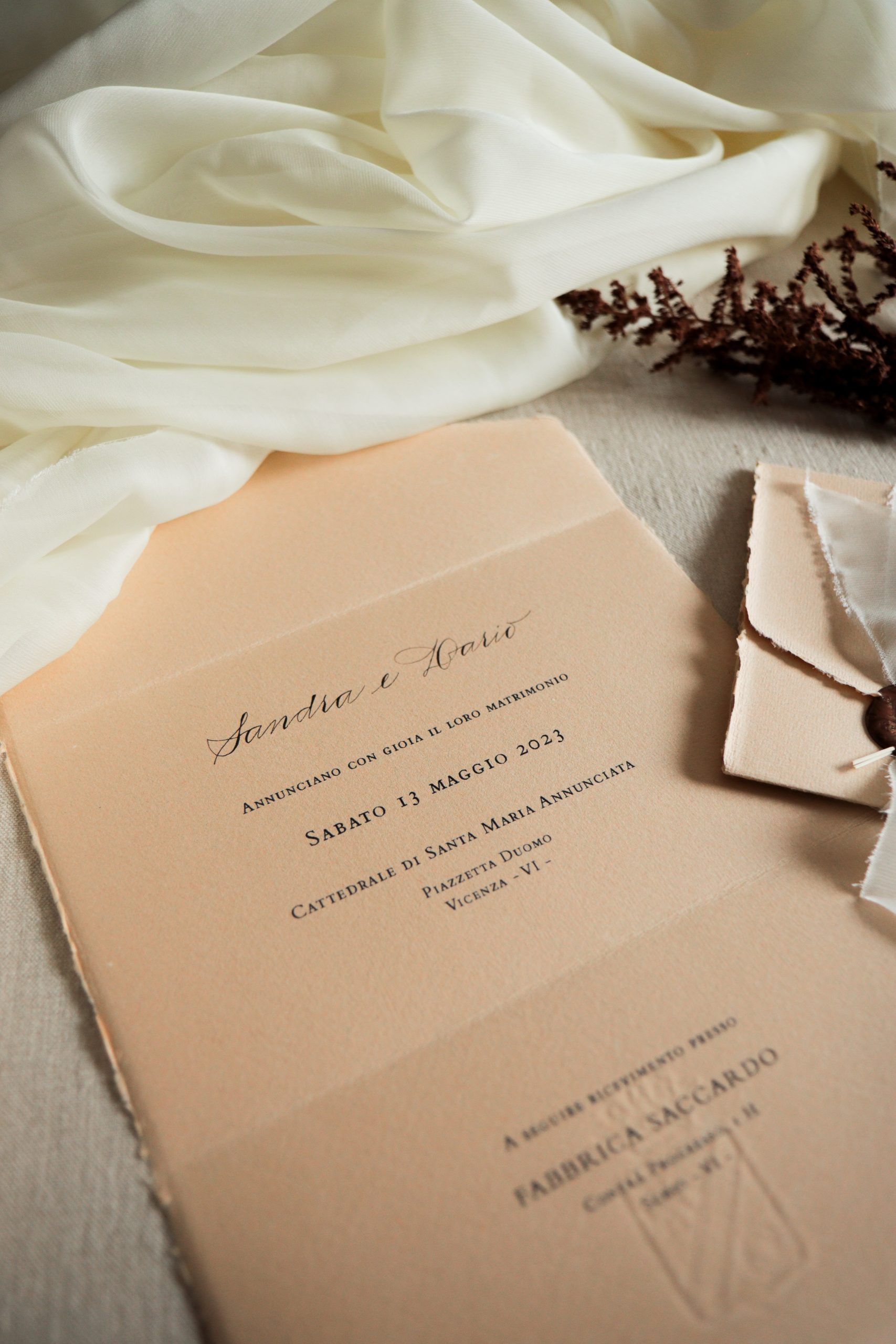 Inviti e partecipazioni matrimonio in calligrafia - Modello Tramonto
